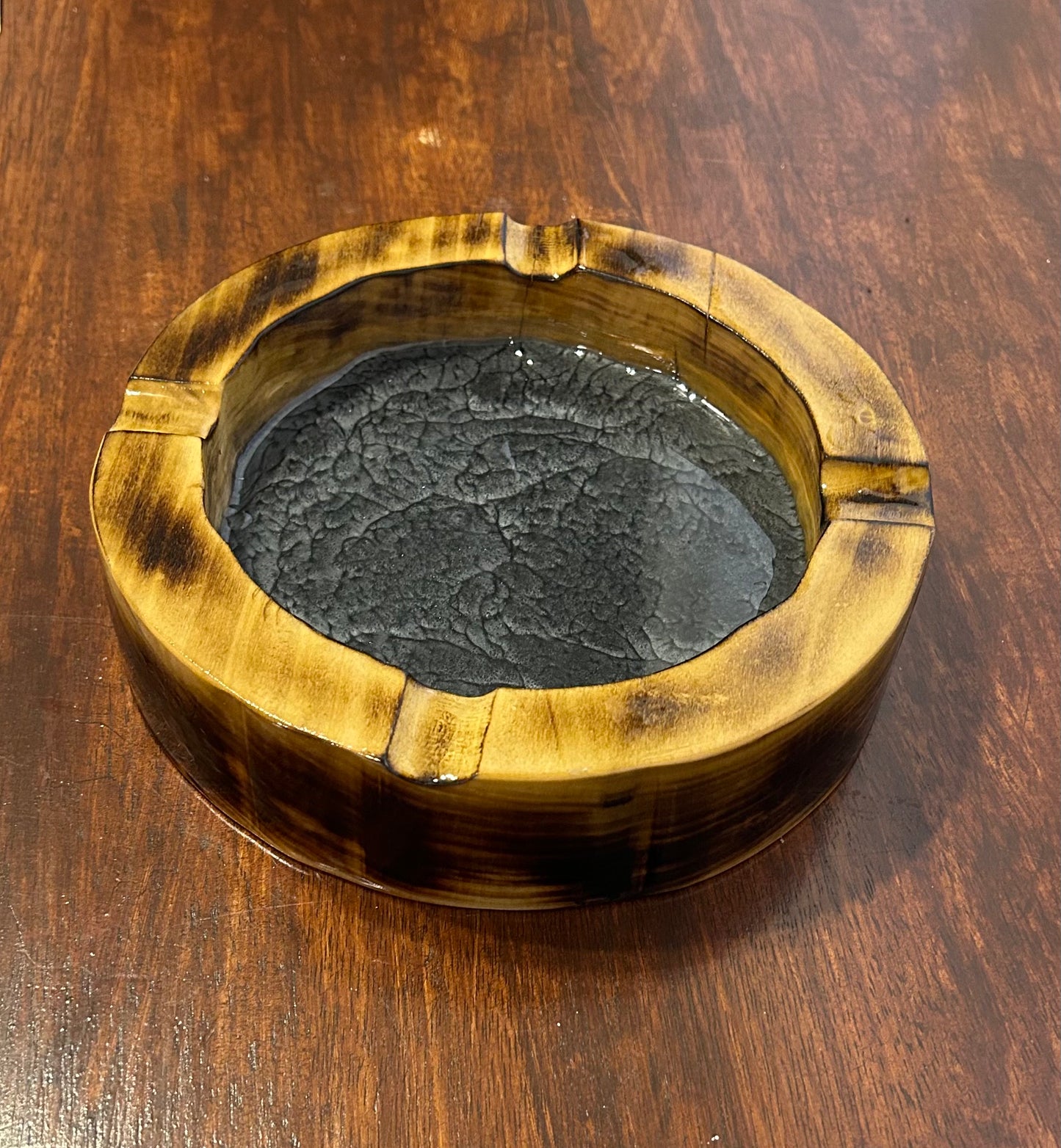 Custom wood cigar ashtray