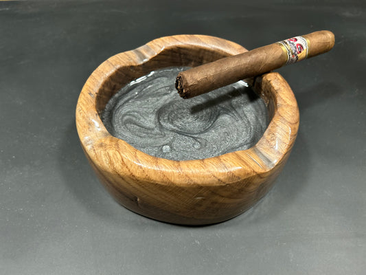 Custom wood cigar ashtray