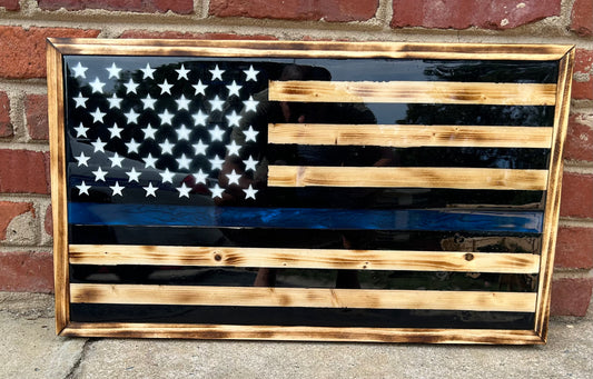 Wooden thin blue line flag